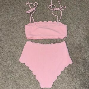 SHEIN peach colored scalloped strapy bikini swimsuit, size small